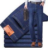 2024 Cotton Stretch Jeans Business Casual Men's Thin Denim Jeans Grey Spring Summer Brand New Fit Straight Lightweight Men Clothes Store
