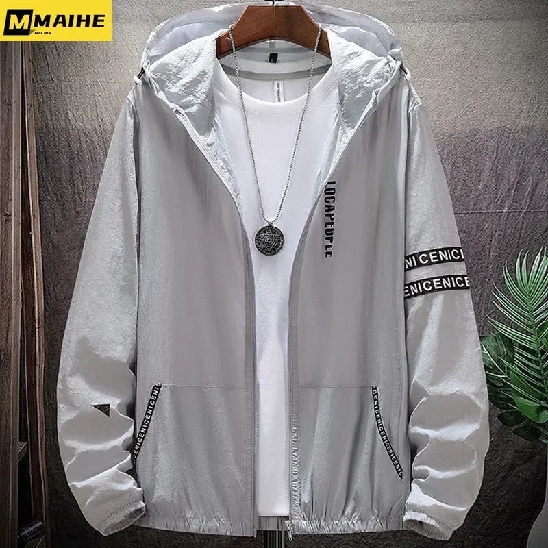 Summer Skin Coats Men SPF Ultra Light UV Sun Protection Big Size Hooded Windbreaker Jacket Men  Striped Casual Outwear 8XL 9XL Maxbarley To Tao Official Store