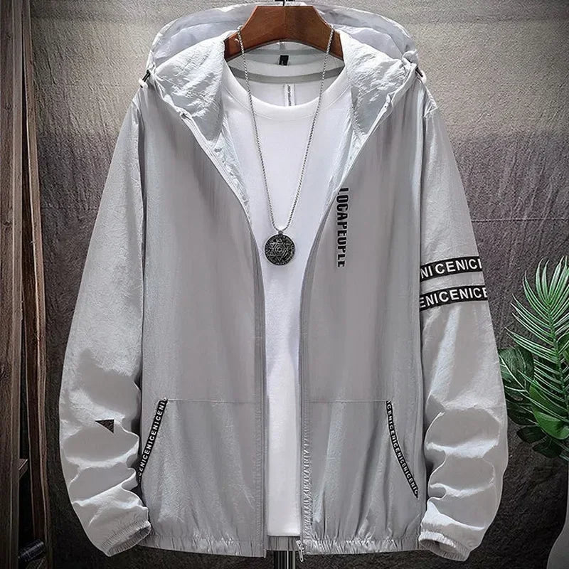 Summer Skin Coats Men SPF Ultra Light UV Sun Protection Big Size Hooded Windbreaker Jacket Men  Striped Casual Outwear 8XL 9XL Maxbarley To Tao Official Store