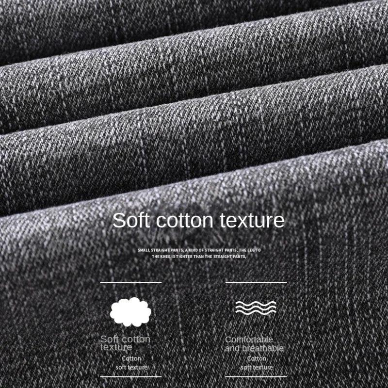 2024 Cotton Stretch Jeans Business Casual Men's Thin Denim Jeans Grey Spring Summer Brand New Fit Straight Lightweight Men Clothes Store