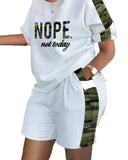 Women's Summer Letter Print T-Shirt & Shorts Set - Casual 2 Piece Outfit - TNH apparel