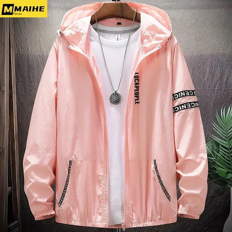 Summer Skin Coats Men SPF Ultra Light UV Sun Protection Big Size Hooded Windbreaker Jacket Men  Striped Casual Outwear 8XL 9XL Maxbarley To Tao Official Store